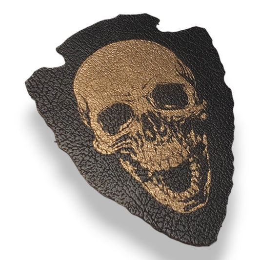 Skeleton Skull Arrowhead - Faux Leather - 3'' x 2.25''